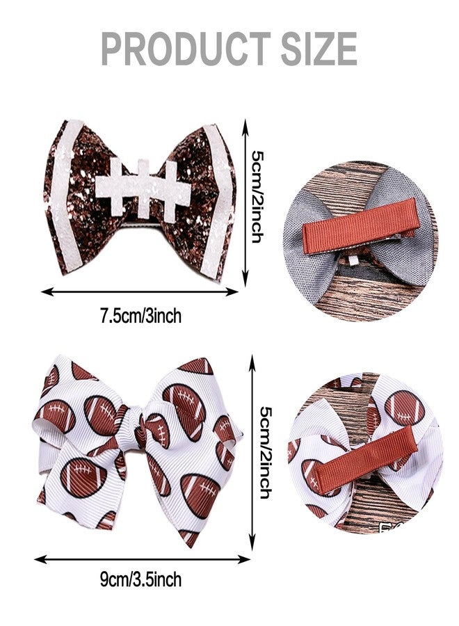 JDRGJTH 4PCS American Football Hair Clip,Cute Bowknot Hair Clips Accessories for Women Decoration,Sports-themed Football Hair Bows,Bowknot Hair Clips for Sports Party Hair Accessories - Image 2